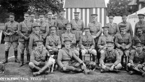 Leicestershire Yeomanry officers taken just before leaving for France in November 1914 as part of the North Midland Mounted Brigade. FJ is standing second from left.