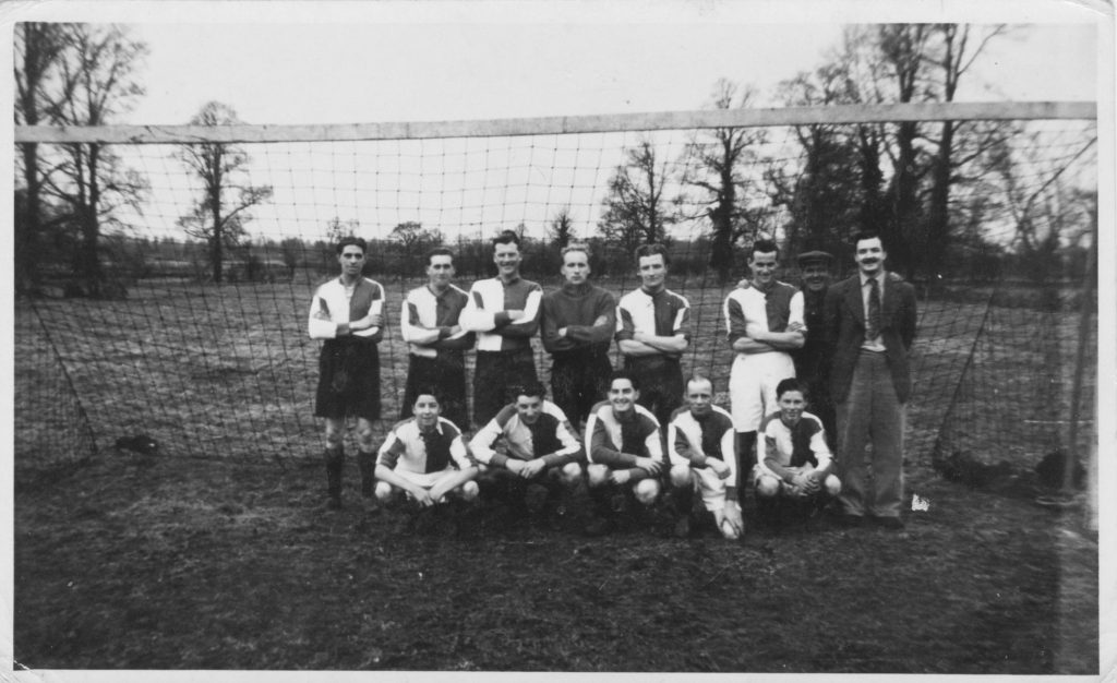 Compton Bassett Football team 1940s. Alan Lewis goalkeeper and Henry Goodenough to his left. John Pearce in front row, 4th from left.