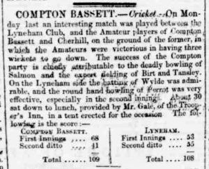 1858 Devizes Advertiser. The Trooper’s Inn was a pub in Bradenstoke which closed in the 1990s.
