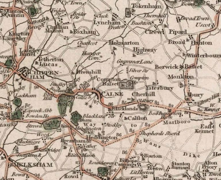 1787 Wiltshire map by John Cary