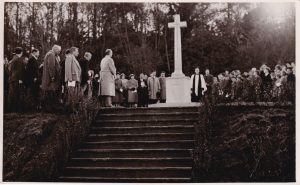 Sunday 12th November 1950 and the unveiling of the War Memorial. Guy Benson stands at left of the memorial in foreground.
